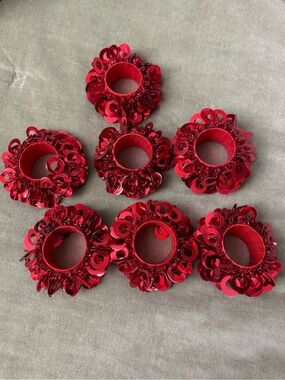 Red Sequin napkin Rings - Set of 7. #8